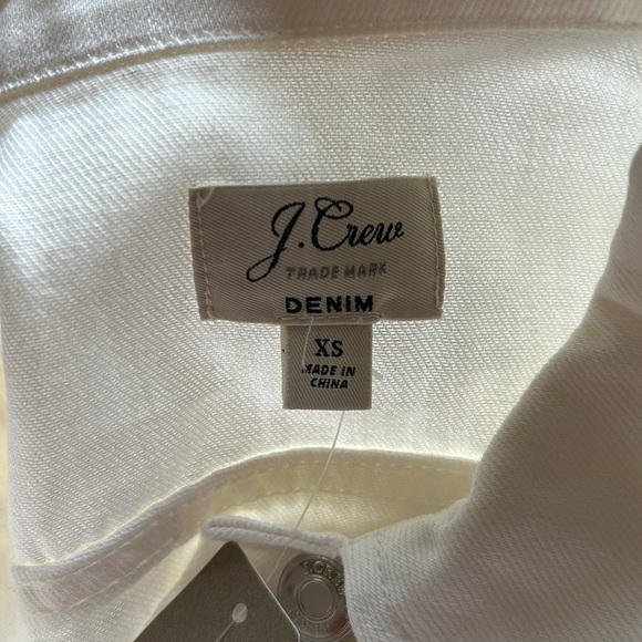 J Crew Jacket White Denim Long Sleeve Silver Button Timeless Classic Sz XS NEW - Picture 8 of 11